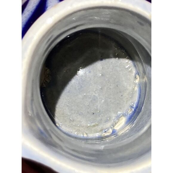 Ceramic Floral Pitcher / Small Size /Pottery Spout Handle / Folk Art /Blue Paint - Picture 12 of 12